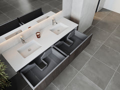 Laviva Legno 72" Double Sink Bathroom Vanity with Matte White VIVA Stone Solid Surface Countertop - Gallery