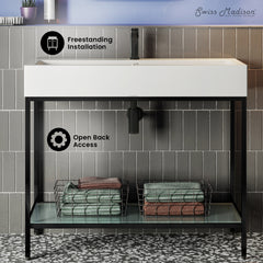 Swiss Madison Pierre 40 Single, Freestanding, Open Shelf, Metal Frame Bathroom Vanity - SM-BV73 - The Home Selection