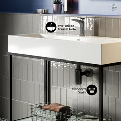 Swiss Madison Pierre 40 Single, Freestanding, Open Shelf, Metal Frame Bathroom Vanity - SM-BV73 - The Home Selection