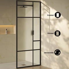 Swiss Madison Leiden 34 x 76 Framed Fixed 3/8 in. (10mm) Frosted Tempered Glass Shower Door with Matte Black Frame - SM-SD9101MB