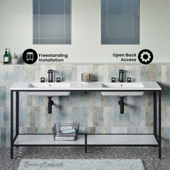 Swiss Madison Pierre 72 Double, Freestanding, Open Shelf, Matte Black Metal Frame Bathroom Vanity - SM-BV172