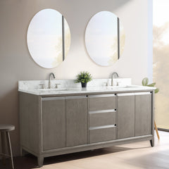 Vanity Art 72-Inch Bathroom Vanity: Double Sink, Ceramic Top, Soft-Closing Doors & Drawers, Solid Wood Frame - CVH72D