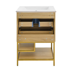 Swiss Madison Carre 24" Freestanding Bathroom Vanity in Golden Oak with Sink Top - SM-BV380 - The Home Selection