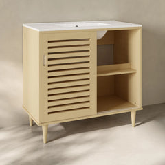 Swiss Madison  Delice 36" Freestanding Bathroom Vanity in Natural Oak with 3-Hole Widespread Sink Top - SM-BV1201NO-3W