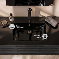 Swiss Madison 48" Vanity Sink Top in Glossy Black - SM-VT0012GB