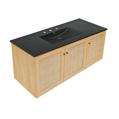 Swiss Madison Classe 48" Wall-Mounted Bathroom Vanity with Black 3-Hole Widespread Sink Top - SM-BV2807