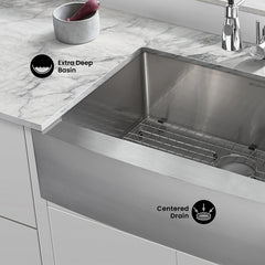 Swiss Madison Tourner 30" x 21" Stainless Steel, Single Basin, Farmhouse Kitchen Sink with Apron - SM-KS760 - The Home Selection
