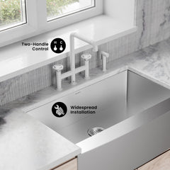Swiss Madison Avallon Pro Widespread Kitchen Faucet with Side Sprayer SM-KF79 - The Home Selection