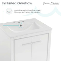 Swiss Madison Virage 24 in. White Bathroom Vanity With Ceramic Sink Top - SM-BV730W