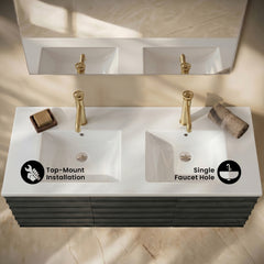 Swiss Madison 60" Vanity Top Bathroom Sink - SM-BVP60 - The Home Selection
