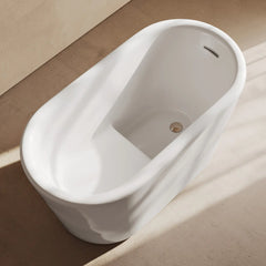 Swiss Madison Nanterre 51" Japanese Soaking Freestanding Bathtub in Glossy White, Drain Included - SM-FB9402GW