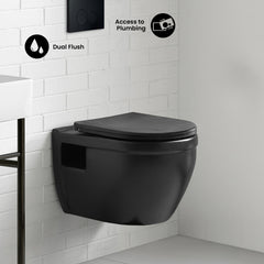 Swiss Madison Ivy Wall-Hung Toilet Bundle 0.8/1.6 GPF Dual Flush with Black Flush Plate - SM-WT0902