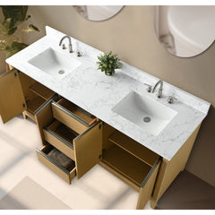 Vanity Art 72-Inch Bathroom Vanity: Double Sink, Ceramic Top, Soft-Closing Doors & Drawers, Solid Wood Frame - CVH72D