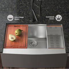 Swiss Madison Rivage 30 x 22 Single Basin Apron Kitchen Workstation Sink - SM-KS779 - The Home Selection