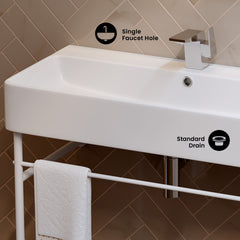 Swiss Madison Carré 36" Ceramic Console Sink White Basin Matte White Legs - SM-CS743 - The Home Selection
