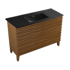 Swiss Madison Cascade 48, Double Basin Bathroom Vanity With Black Ceramic Sink Top - SM-BV557