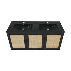 Swiss Madison Classe 48" Wall-Mounted Bathroom Vanity with Black Double Basin Sink Top - SM-BV2807