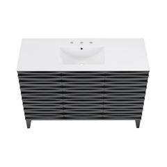 Swiss Madison Cascade 48 in. Black Oak Bathroom Vanity With White, 3-Hole Ceramic Sink Top - SM-BV557B-3