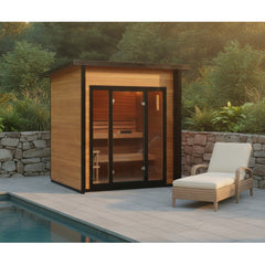 Sunray Cayman 4-Person Outdoor Traditional Sauna Double Bench with 6kW Harvia Heater - 400D7