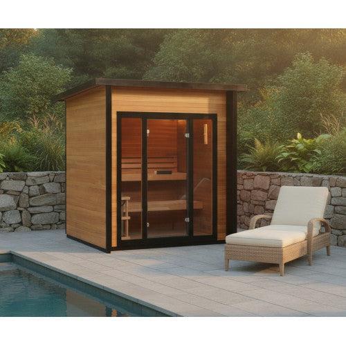 Sunray Cayman 4-Person Outdoor Traditional Sauna Double Bench with 6kW Harvia Heater - 400D7 - The Home Selection