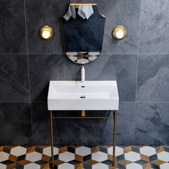 Swiss Madison Claire 30" Ceramic Console Sink White Basin Brushed Gold Legs - SM-CS722BG - The Home Selection