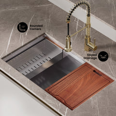 Swiss Madison Rivage 32 x 19 Single Basin Undermount Kitchen Workstation Sink - SM-KU749 - The Home Selection