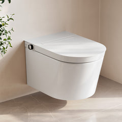 Swiss Madison Hugo H Wall-Hung Toilet in Glossy White with Manual Bidet and Supporting Frame - SM-WT3907GW - The Home Selection