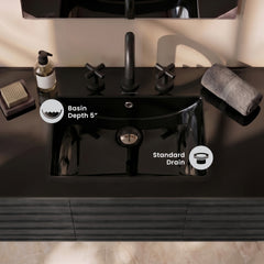 Swiss Madison 48" 3-Hole Widespread Vanity Sink Top in Glossy Black - SM-VT0016GB