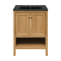 Swiss Madison Chateau 24" Freestanding Bathroom Vanity in Golden Oak with Black 3-Hole Centerset Sink Top - SM-BV240-3MB