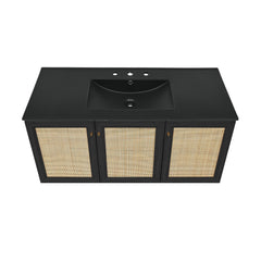 Swiss Madison Classe 48" Wall-Mounted Bathroom Vanity with Black 3-Hole Widespread Sink Top - SM-BV2807
