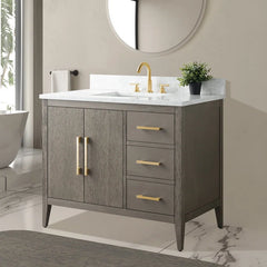 Vanity Art 42'' Single Bathroom Vanity with Engineered Marble Countertop - CVI42