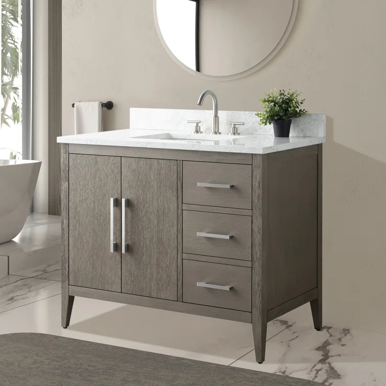 Vanity Art 42'' Single Bathroom Vanity with Engineered Marble Countertop - CVI42