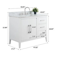 Vanity Art 42'' Single Bathroom Vanity with Engineered Marble Countertop - CVI42