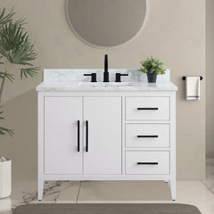 Vanity Art 42'' Single Bathroom Vanity with Engineered Marble Countertop - CVI42