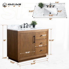 Vanity Art 42" Bathroom Vanity with Sink - CVG42-T