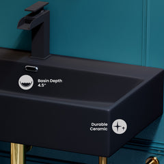 Swiss Madison Claire 30" Ceramic Console Sink Matte Black Basin Brushed Gold Legs - SM-CS752BG - The Home Selection
