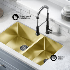 Swiss Madison Rivage 33" x 20" Dual Basin, Undermount Kitchen Sink - SM-KU725