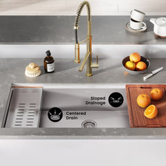 Swiss Madison Rivage 45 x 19 Single Basin Undermount Kitchen Workstation Sink - SM-KU756 - The Home Selection