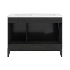 Swiss Madison Cascade 48 in. Black Oak, Double Basin Bathroom Vanity With White, 3-Hole Ceramic Sink Top - SM-BV557BD-3