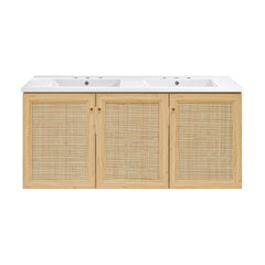 Swiss Madison Classe 48" Wall-Mounted Bathroom Vanity with 3-Hole Widespread Double Basin Sink Top - SM-BV2807