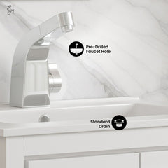 Swiss Madison Virage 24 in. White Bathroom Vanity With Ceramic Sink Top - SM-BV730W - The Home Selection