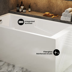 Swiss Madison Claire 60" x 32" Left-Hand Drain Drain Alcove Tub with Corner Apron - SM-AB570 - The Home Selection