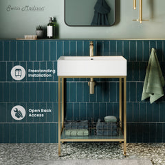 Swiss Madison Pierre 24 Single, Freestanding, Open Shelf, Metal Frame Bathroom Vanity - SM-BV71 - The Home Selection