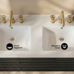 Swiss Madison 48" 3-Hole Widespread Double Basin Vanity Sink Top in Glossy White - SM-VT349-3