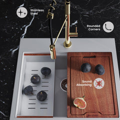 Swiss Madison Ravi Single Basin 25 x 22 Topmount Kitchen Workstation Sink - SM-KT769 - The Home Selection