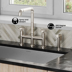 Swiss Madison Avallon Pro Widespread Kitchen Faucet with Side Sprayer SM-KF79 - The Home Selection