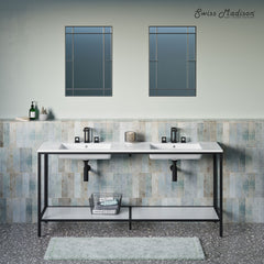 Swiss Madison Pierre 72 Double, Freestanding, Open Shelf, Matte Black Metal Frame Bathroom Vanity - SM-BV172