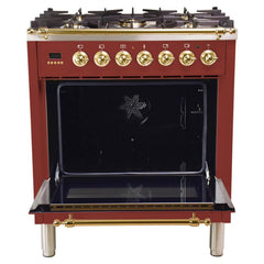 Hallman 30 in. Single Oven All Gas Italian Range, Brass Trim HGR30BS