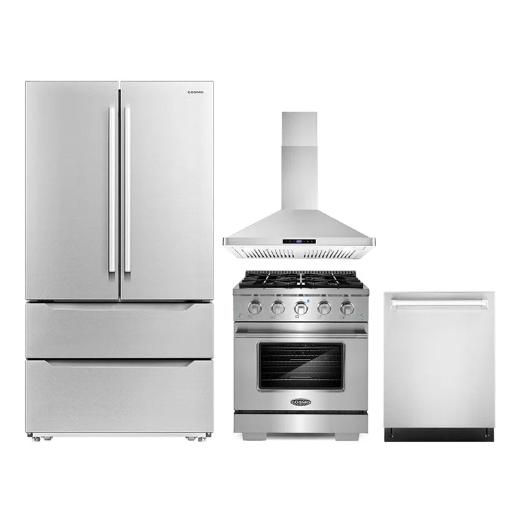 Cosmo 4 Piece, 30″ Range 30″ Range Hood 24″ Dishwasher & Refrigerator - COS-4PKG-193