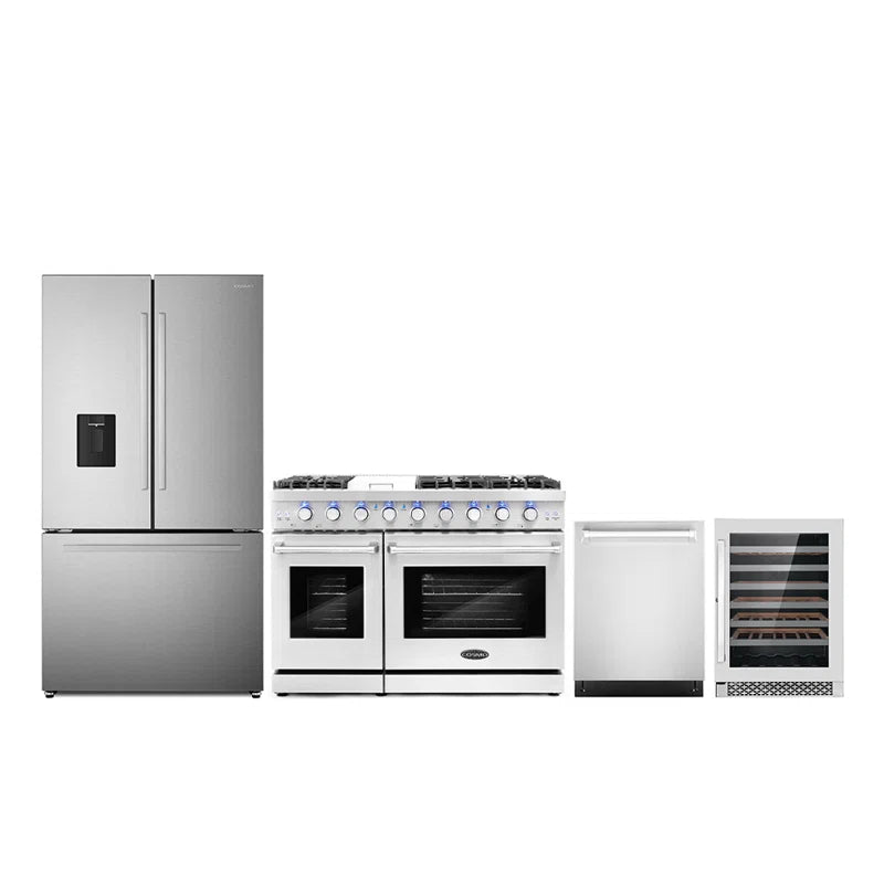 Cosmo 4PC Package 48″ Gas Range 24″ Dishwasher 36″ French Door Refrigerator & 24″ Wine Cooler - COS-4PKG-704